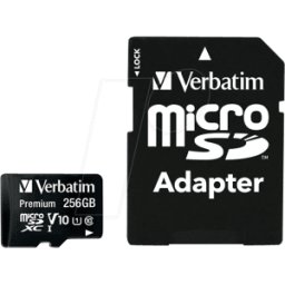 VERBATIM 44087 - Tarjeta de memoria microSDXC de 256GB, Verbatim, clase 10