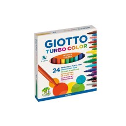 Rotulador Giotto Turbo Color Caja 24 Colores Lavables Punta Bloqueada