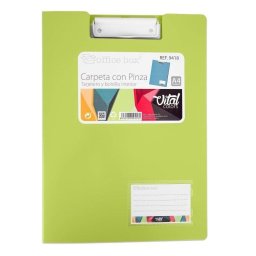 Carpeta Porta Documentos A4+ Officebox Vital Colors Verde con Pinza Metálica