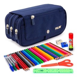 Estuche Triple Milan 1918 con Material Escolar Incluido Azul