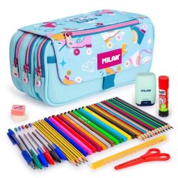 Estuche Escolar Triple Milan Roller con 40 Utensilios Incluidos