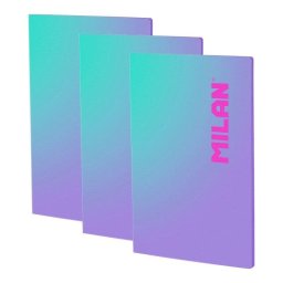 Libreta A4 Milan Sunset Pack 3 Unidades Papel Pautado 48 Hojas 95gr Lila