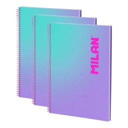Cuadernos A4 Milan Sunset Pack 3 Unidades Espiral Tapa Dura Lila