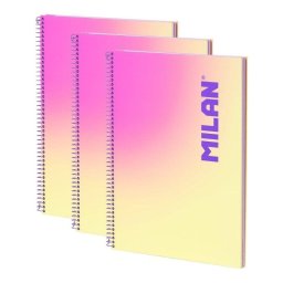 Cuadernos A4 Milan Sunset Pack 3 Unidades Espiral Tapa Dura 90 Hojas