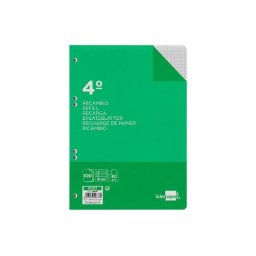 Recambio Cuaderno Cuarto 100 Hojas 60g/m2 Cuadro 6mm Liderpapel