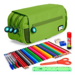 Estuche Escolar Triple Grafoplás BitsBobs con Material Incluido Verde