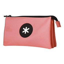 Estuche escolar triple Antartik de alta capacidad con 2 cremalleras coral