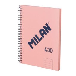 Cuaderno Milan 430 A5 Espiral Tapa Dura 80 Hojas Pautado Rosa