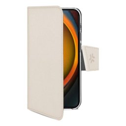 Funda para móvil Celly WALLY cartera piel sintética arena con soporte para iPhone 17