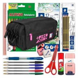 Estuche Escolar Triple Grafoplás Fluor con 40 Utensilios Incluidos
