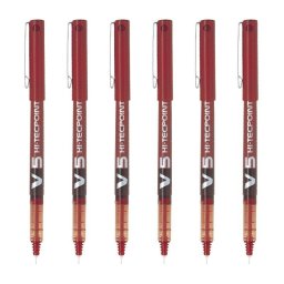 Bolígrafo Pilot V5 Hi-tecpoint Set 6 Unidades Punta Fina 0.5 mm Rojo