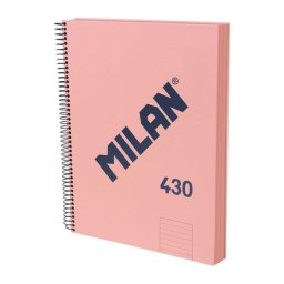 Cuaderno A4 Espiral Tapa Dura Milan 430 120 Hojas Pautado Rosa
