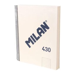 Cuaderno A4 Espiral Tapa Dura Milan 430 Pautado 120 Hojas 95gr Beige