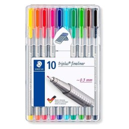Rotuladores Staedtler Triplus Fineliner 10 Unidades Punta Fina 0.3mm Colores Surtidos