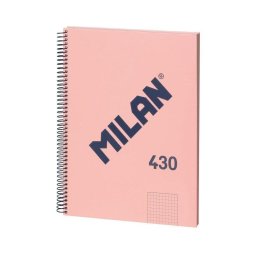 Cuaderno A4 Milan 430 Espiral Tapa Dura Cuadriculado 80 Hojas Rosa