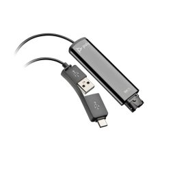Adaptador Poly DA75 USB-A y USB-C para auriculares QD negro compatible con TAA