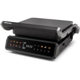 Hisense Grill HCG2000D Digital 2000 W – Pantalla Táctil, Dual Temp 90–230 °C, Placas Reversibles, Apertura 180°. Negros