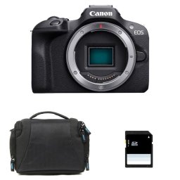Cámara Mirrorless Canon EOS R100 24.1MP 18-150mm WiFi BT Negro + Funda + SD 8GB