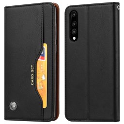 Avizar Funda Libro de Cuero Negra para Huawei P20 Pro