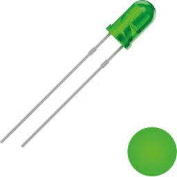 QUADRIOS QUAD 2111O152 - LED, 3 mm, con cable, verde, 2500 mcd, 30°.