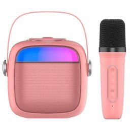 Cool Mini Karaoke Altavoz Bluetooth con Karaoke 6W + Micrófono Rosa