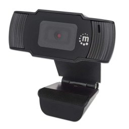 Cámara Web Manhattan USB Full HD 2MP 1080p con Clip Negro