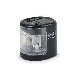 Sacapuntas eléctrico Rapesco PS12-USB Negro/Transparente Batería/USB