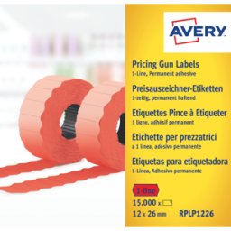 AVERY ZWECKFORM AVZ RPLP1226 - Etiquetas de precios, 26x12 mm, permanente, rojo, 15000 piezas