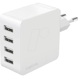 LOGILINK PA0336W - Cargador USB, 24 W, 4x USB-A, blanco