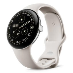 Google Pixel Watch 4 Bluetooth GPS NFC 45mm AMOLED Plata Beige S/L Resistencia Agua IP68 SpO2 Pulsómetro
