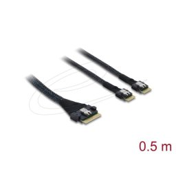 Cable SAS Delock 82189 0.5 m, SFF-8654 8i a 2x SFF-8654 4i
