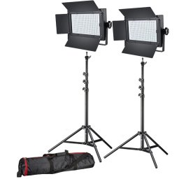Bresser LG-600 Set de Iluminación Foto/Vídeo 2 Lámparas LED 38W + 2 Soportes