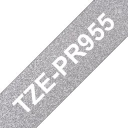 Cinta para impresora de etiquetas Brother TZE-PR955 Blanco sobre plata 24 mm laminada