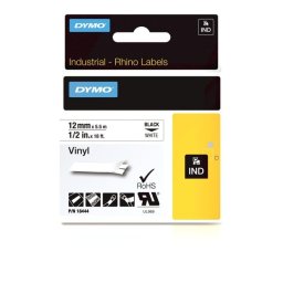 Cinta para impresora de etiquetas DYMO Vinilo IND 12mm x 5,5m Negro sobre blanco