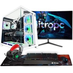 NitroPc Sobremesa Gaming Pack Extremo Intel Core i7-12700K, RTX 5060 Ti 16GB, 32 GB DDR4, 1TB M2, Win11 PRO, Accesorios + monitor 27' QHD 180Hz IPS. Blanco