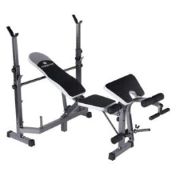 Fitness Tech Banco de musculación reclinable con Rack para pesas . Negro