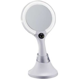 Manillons Torrent Espejo cosmético de mano con aumento 5x y dos tipos de luz LED . Blanco