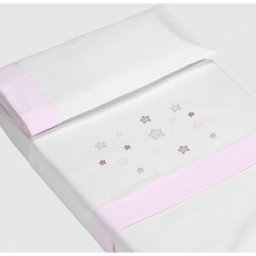 Cotinfant Juego de sábanas 2 piezas para cuna Doco Sleeping Star. (Cuna) Rosa niño
