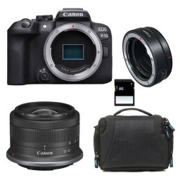 Cámara Mirrorless Canon EOS R10 24.2MP RF-S 18-45mm IS STM WiFi BT + Bolsa + Tarjeta SD