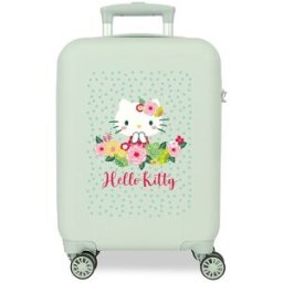 Personajes Maleta de cabina Hello Kitty Floral Kitty rígida con capacidad de 28L. Verde