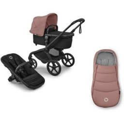 Bugaboo Carro de bebé Fox 5 Renew Negro/Negro/Dusty Pink y saco Dusty Pink. Maquillaje niño