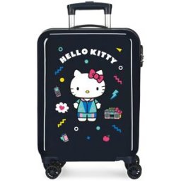 Personajes Maleta infantil de cabina Castle of Hello Kitty rígida con capacidad de 34L. Azul marino
