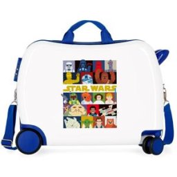 Personajes Maleta infantil Star Wars Far away dos ruedas multidireccionales con capacidad de 34L. Blanco / Azul