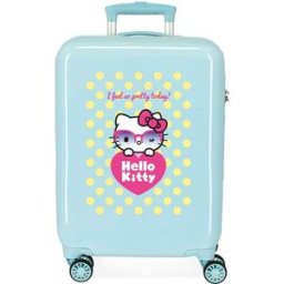 Personajes Maleta de cabina Hello Kitty Pretty Glasses rígida con capacidad de 34L. Celeste