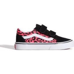 Vans Zapatilla casual para niñas Old Skool con Velcro.. (27,5) Negro / Rosa