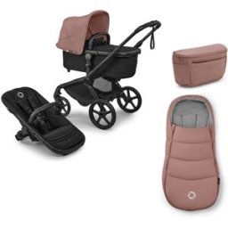 Bugaboo Carro de bebé Fox 5 Renew Negro/Negro/Dusty Pink con saco y organizador Dusty Pink. Maquillaje niño