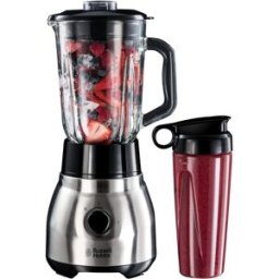 Russell Hobbs Batidora de vaso 2 en 1 Steel de Acero Inoxidable con jarra de cristal de 1,5 l. Gris