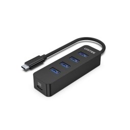Hub Unitek 5 puertos 5000 Mbit/s modelo uHUB Q4 USB 3.2 Gen 1 Negro ABS