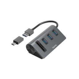 Hub USB Hama 00200140 con Lector de Tarjetas 3 Puertos USB 3.2