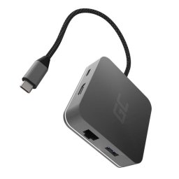 Base para portátil Green Cell AK61 USB-C 87W HDMI RJ-45 Aluminio Plata